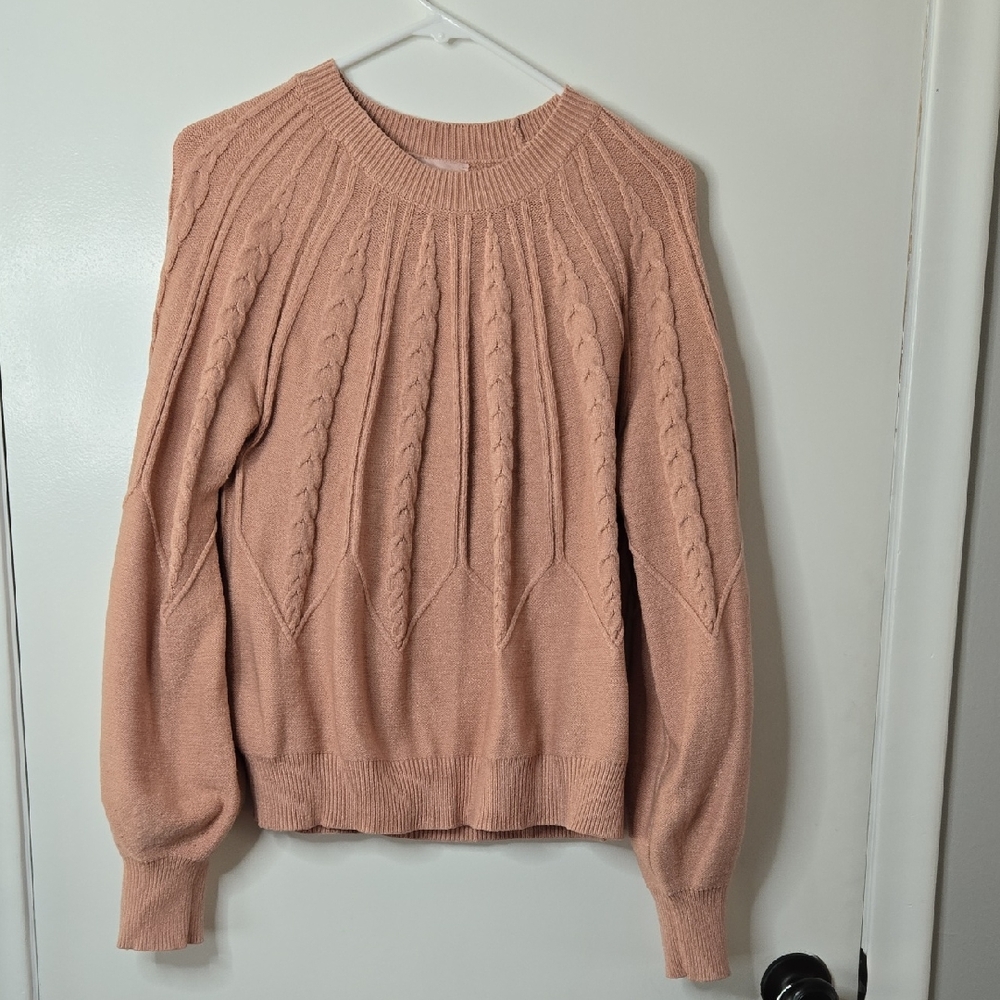 Philosophy Cable Knit Sweater in Blush Pink